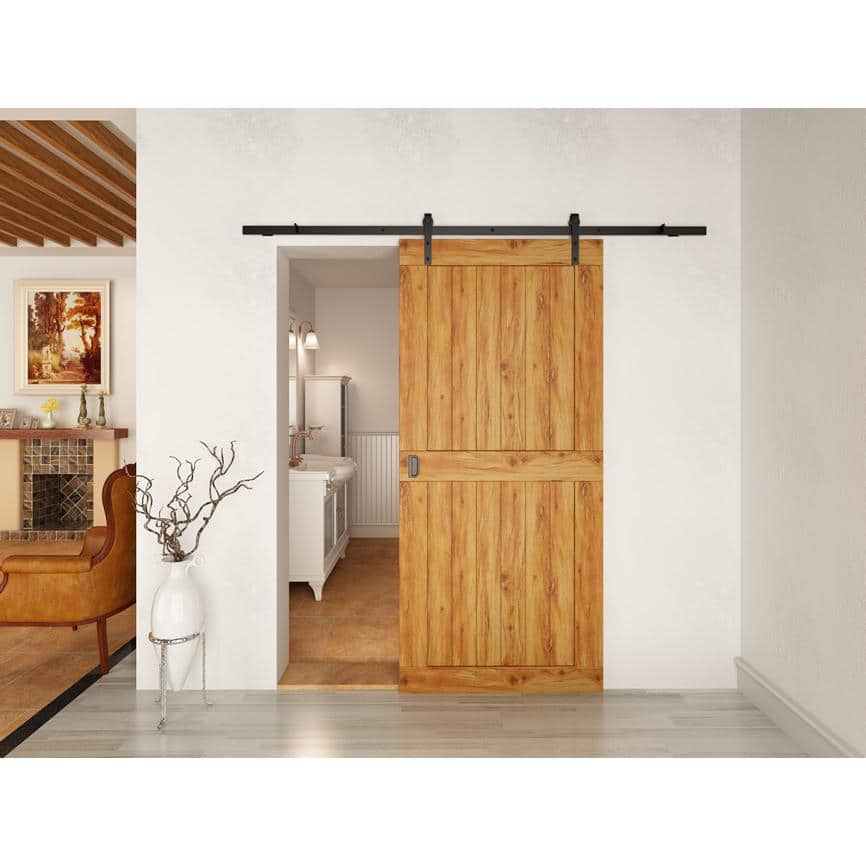 Bronze 96'' Barn Door Hardware Kit with Wall Mount