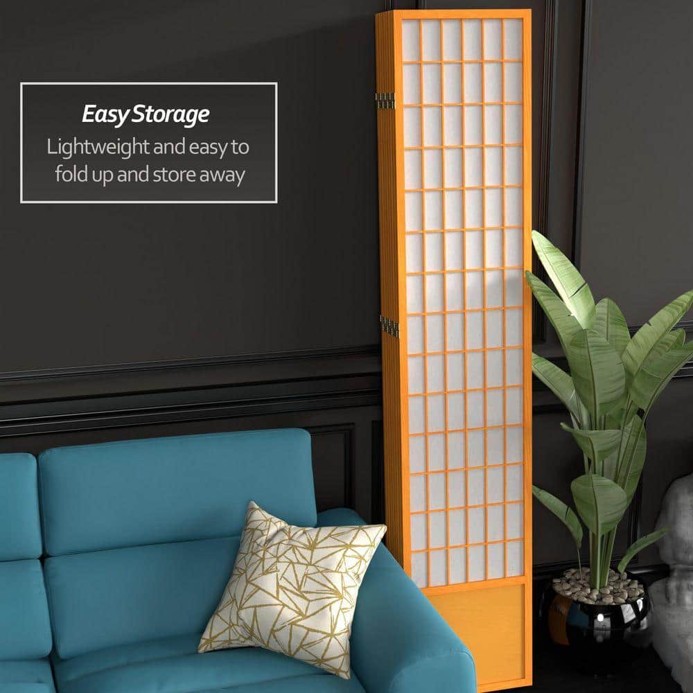 Honey 8-panel room divider folded for storage