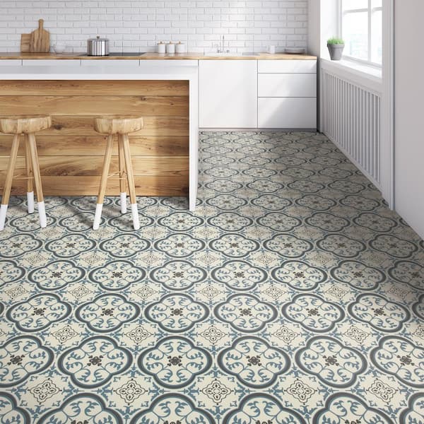 Linoleum Flooring Rolls Home Depot Koyumprogram   Blue And Grey Decorative Pattern Mohawk Vinyl Sheet Flooring C9695 360k574p158 E1 600 