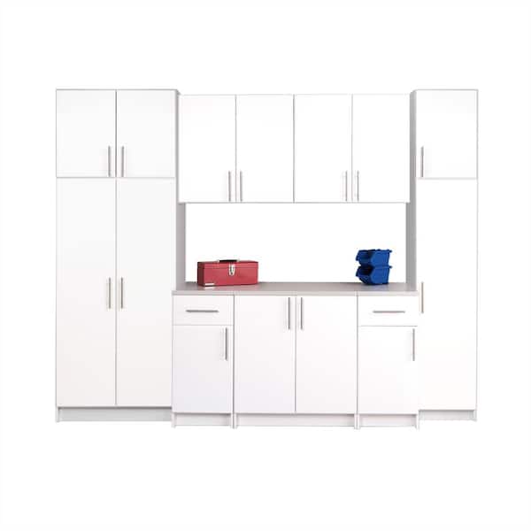 Prepac Elite 9-Piece Composite Garage Storage System in White (112 in. W x 89 in. H x 24 in. D)