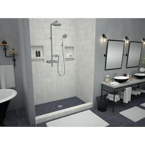 Redi Base 54 in. L x 30 in. W Alcove Single Threshold Shower Pan Base with Center Drain in Polished Chrome