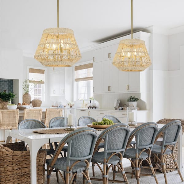 Prime Ray Selene 14 in. 4-Light Bohemian Geometric Rattan