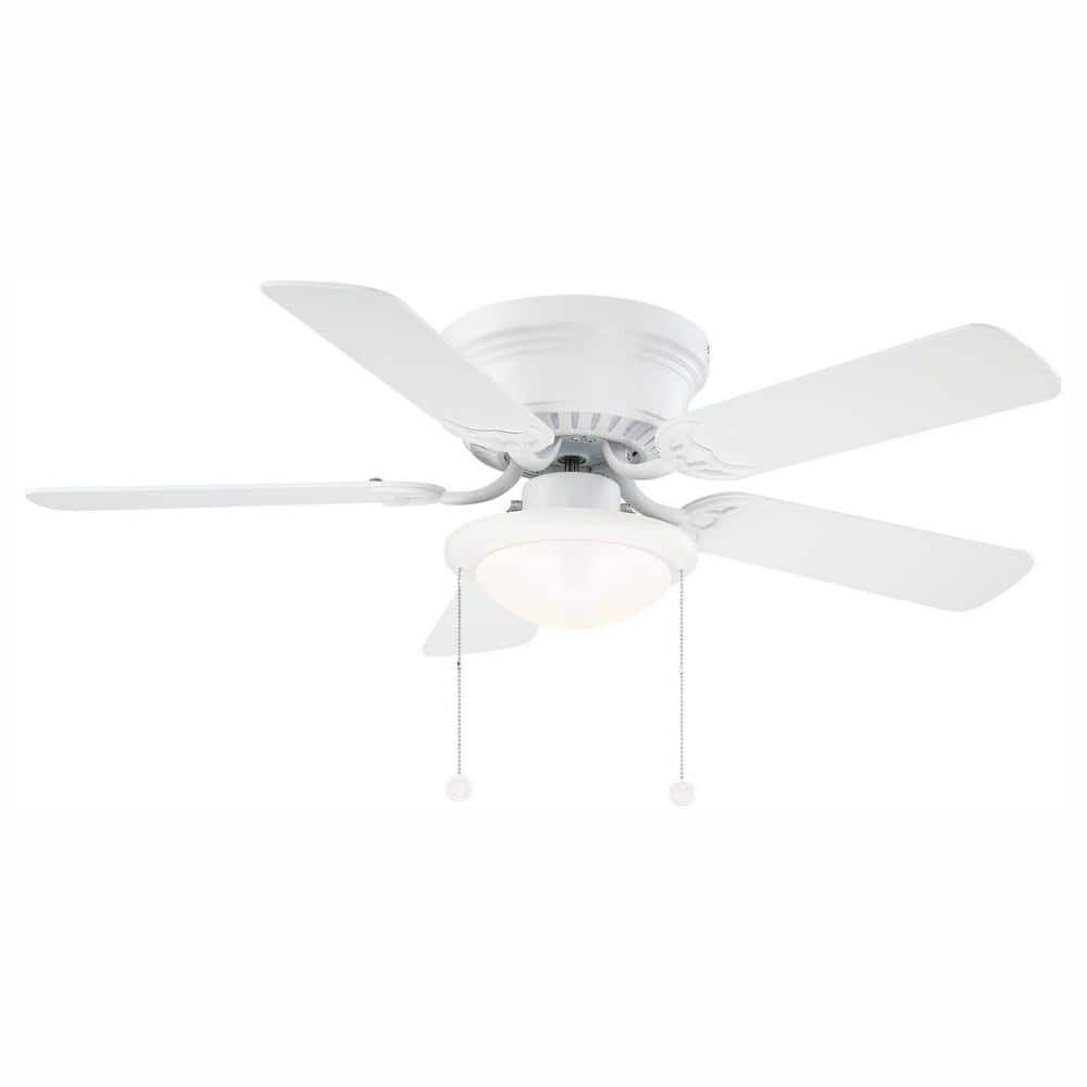 PRIVATE BRAND UNBRANDED Hugger 44 in. LED Matte White Ceiling Fan ...