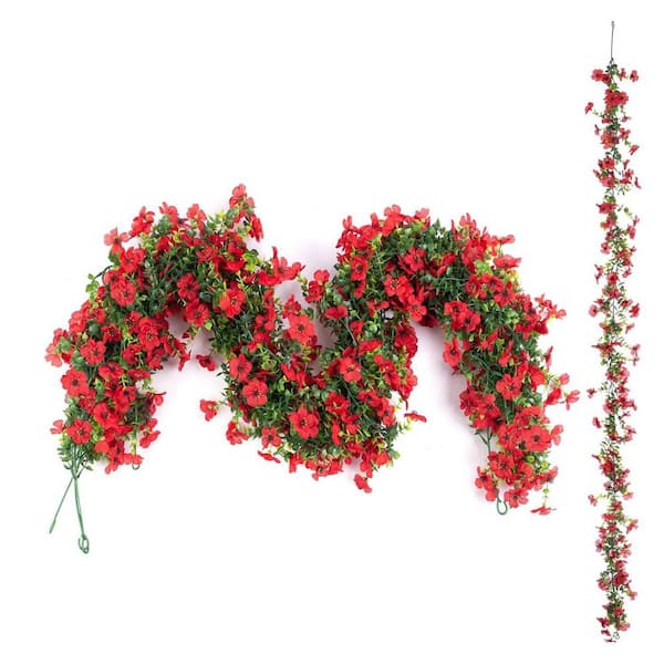 Unbranded 5.9 ft. Red Artificial Daisy Fake Flower Garland