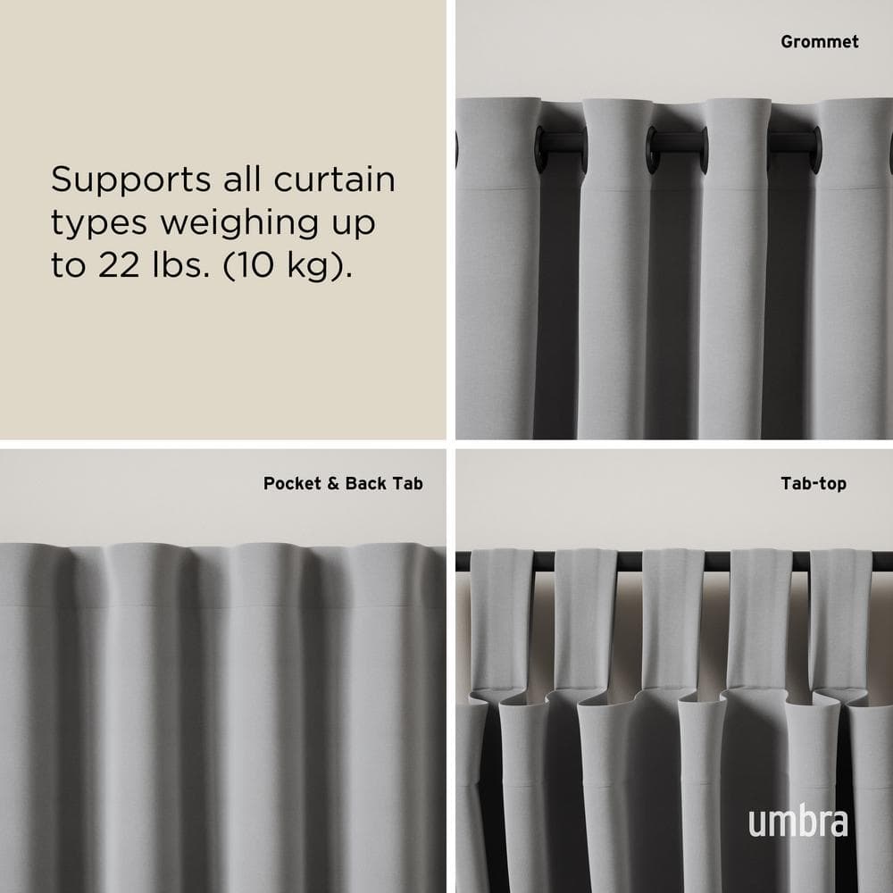 Matte Black Adjustable Loop Curtain Rod 42-120 Inch