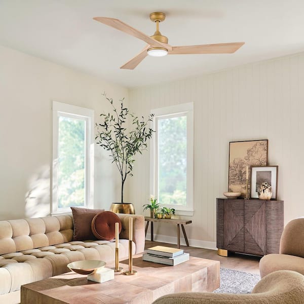 Sculpt 60.0 in. Indoor/Outdoor Heritage Brass Integrated LED Propeller Ceiling Fan with Remote Control