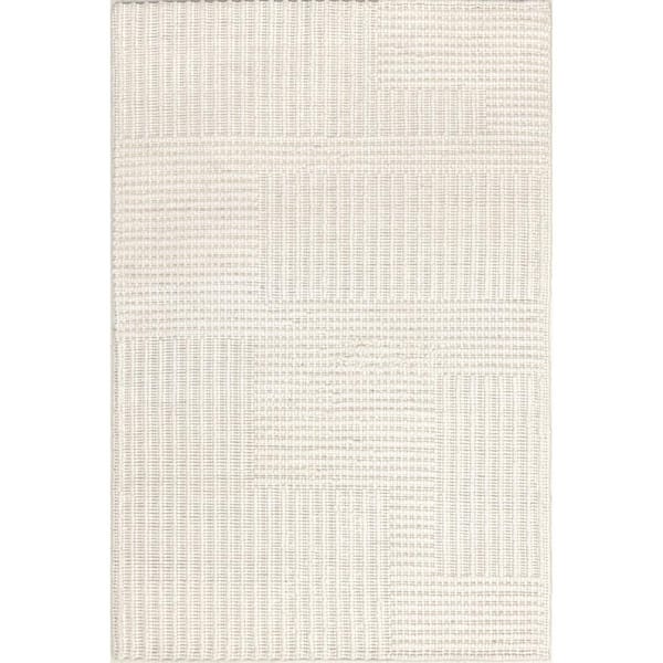 nuLOOM Dorene Contemporary High-Low Striped Wool Area Rug Ivory 6 ft. x 9 ft. Area Rug