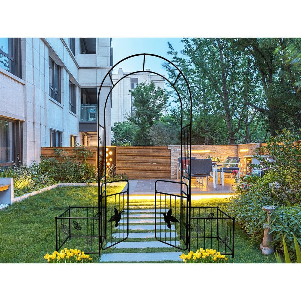87 in. x 79.92 in. Metal Garden Arch Arbor Outdoor Climbing Plants Support 