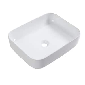 20 in . Rectangular Bathroom Vessel Sink in White Ceramic