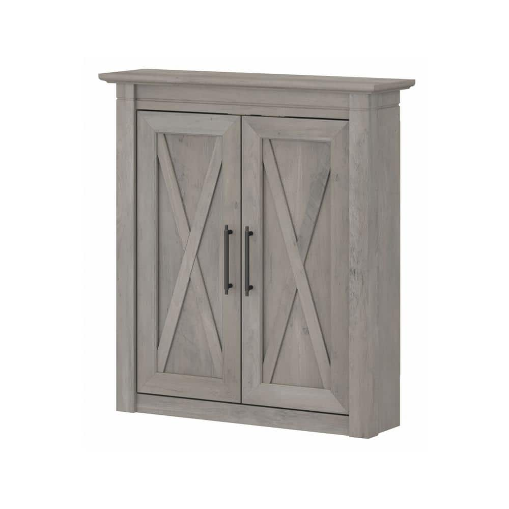 Bush Furniture Key West Bathroom Wall Cabinet with Doors in Driftwood Gray