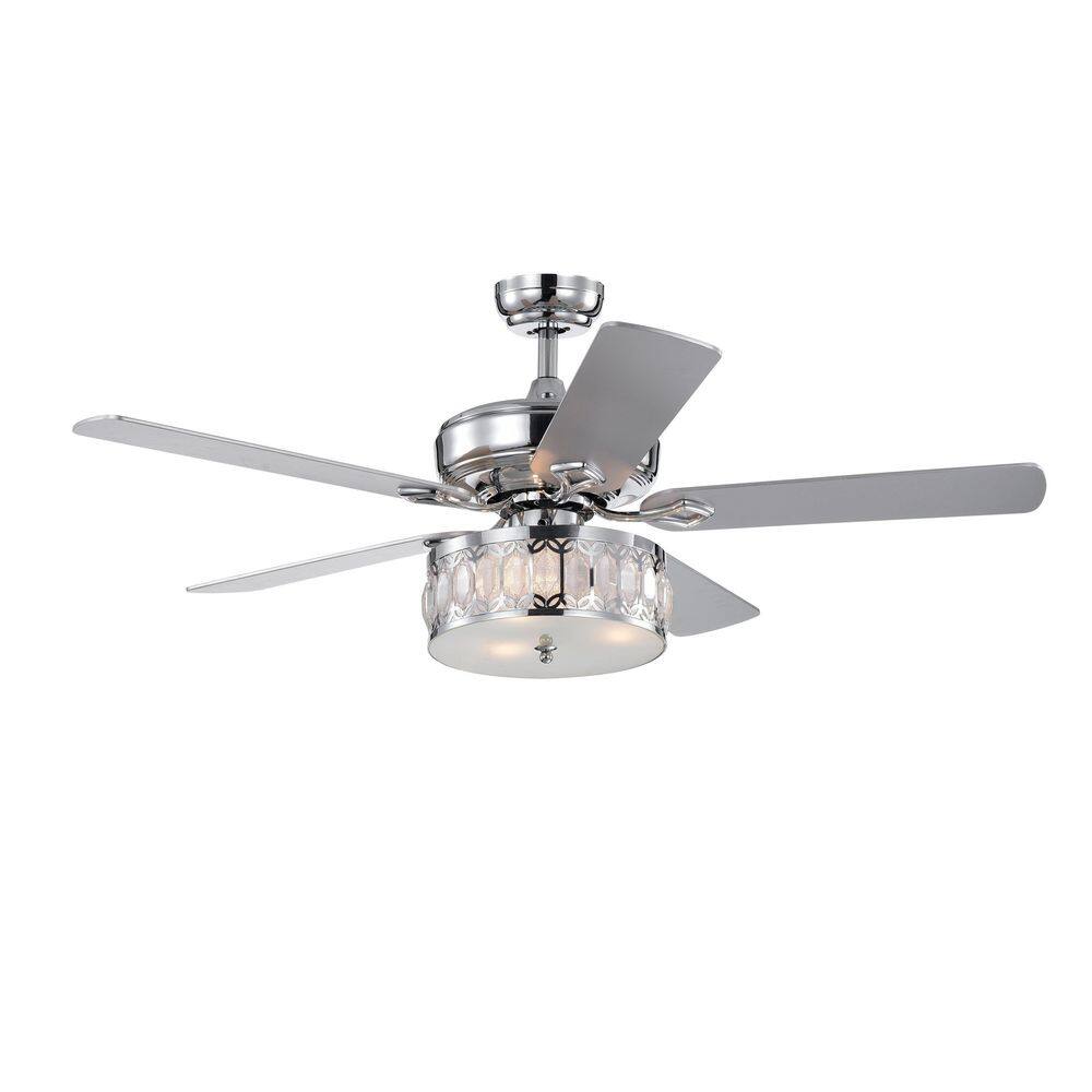 Yardreeze 52 in. Indoor Chrome Downrod Mount Chandelier Ceiling Fan