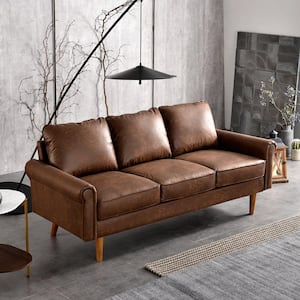 Magic 74 in. Rolled Arm 3-Seater Sofa in Dark Brown