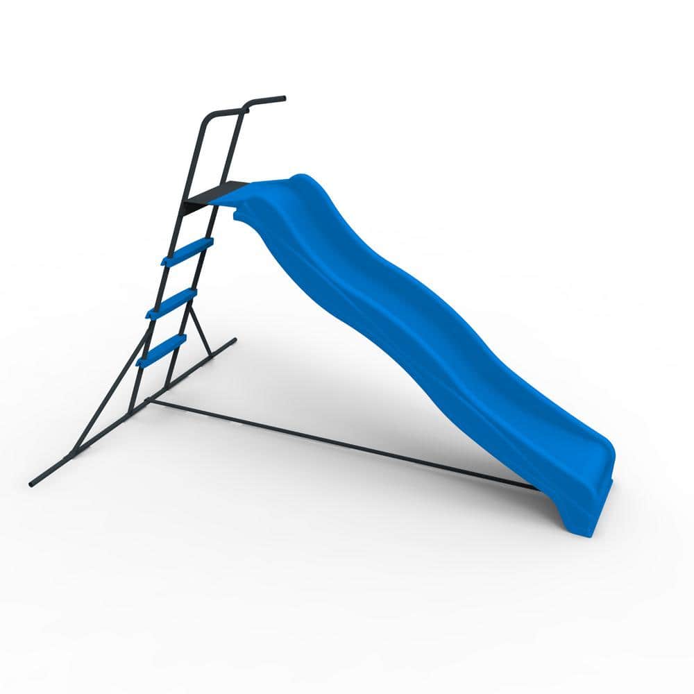 7 ft. Blue Indoor/Outdoor Children Plastic Slide, Freestanding Playground E