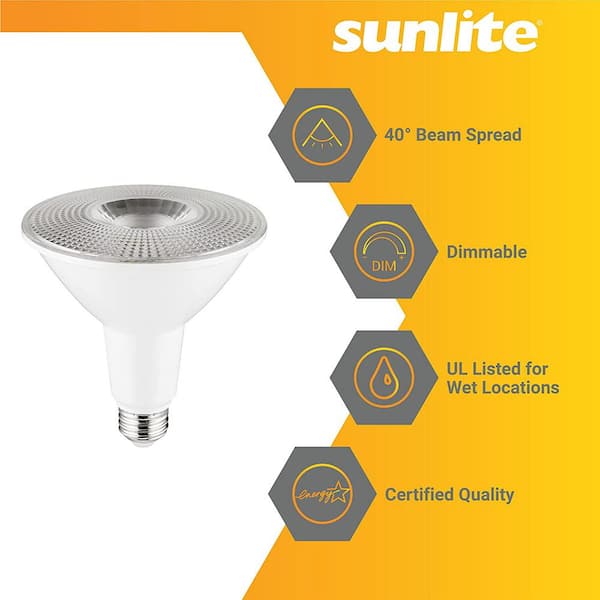 Sunlite 100-Watt Equivalent PAR38 Long Neck ENERGY STAR & Dimmable CRI 90 1200 Lumens LED Light Bulb, 4000K Cool (3-Pack) HD03558-3 - The Home Depot