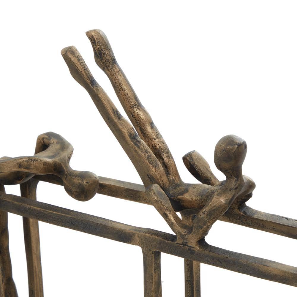 Modern Gold Aluminum Gymnasts Sculpture on Marble Base