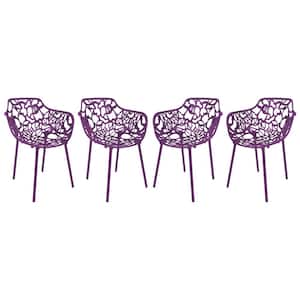 Devon Modern Outdoor Patio Purple Stackable Aluminum Outdoor Dining Chair (Set of 2)