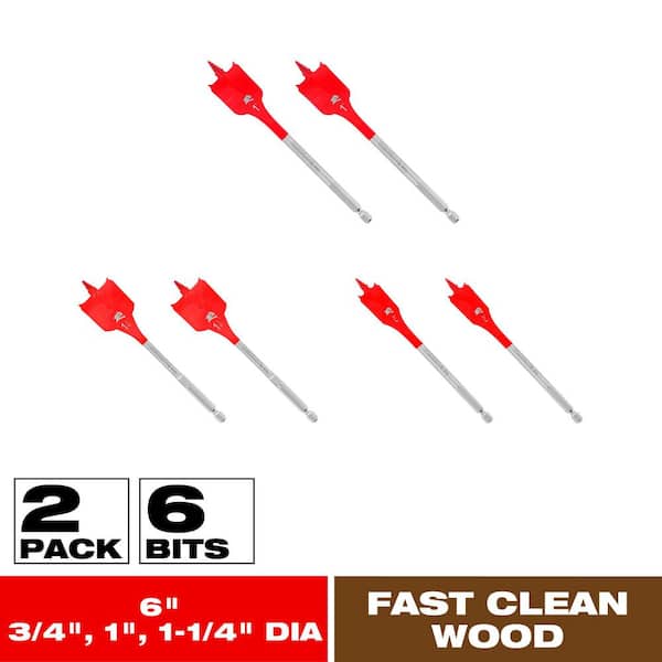 DIABLO 3/4 in. x 6 in., 1 in. x 6 in. and 1-1/4 in. x 6 in. SPEEDemon Spade Bit (2-Packs, 6-Pack)