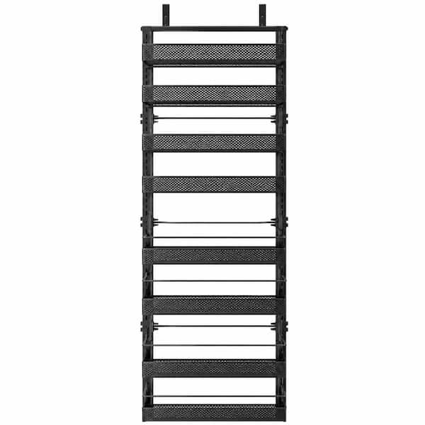 17 in W x 6 in D x 69 in H Black 8 Tier Over the Door Pantry Organizer Adjustable Mesh Basket Storage Rack