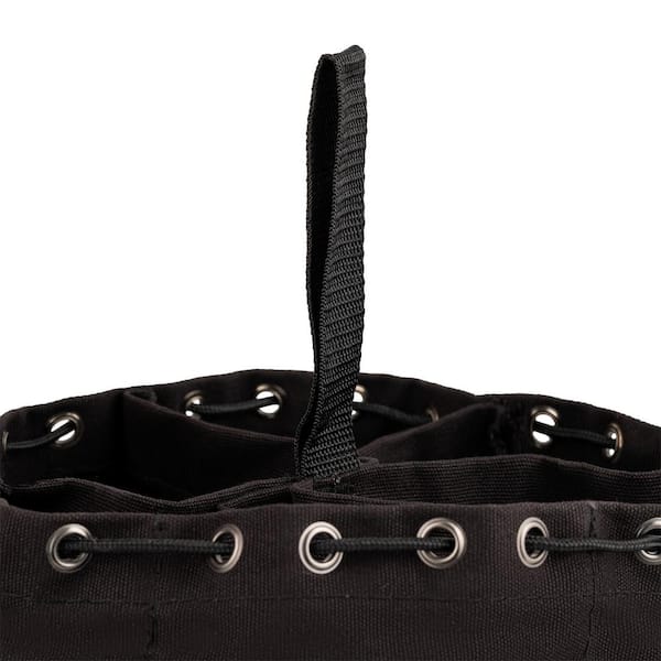 10 in. 19-Compartment Heavy-Duty Canvas Small Parts Organizer Bucket Storage Tool Pouch in Black