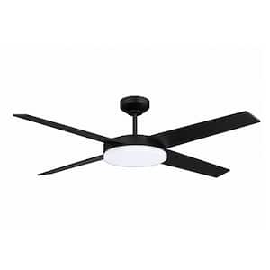 LOPRO 52 in. Integrated LED Indoor Black Ceiling Fan with White Polycarbonate (PC) Plastic Shade