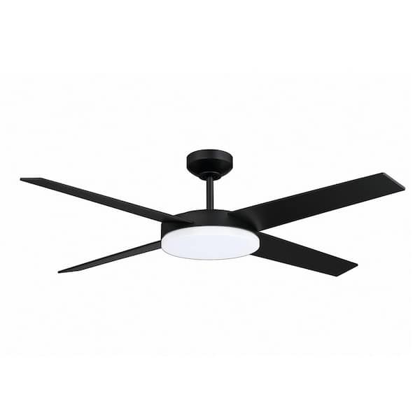 Kendal Lighting LOPRO 52 in. Integrated LED Indoor Black Ceiling Fan with White Polycarbonate (PC) Plastic Shade