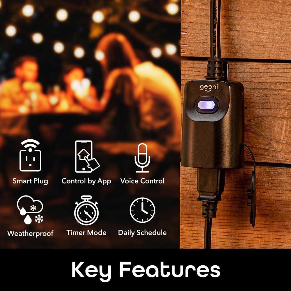 Geeni Black Weather-Resistant Outdoor Smart Plug with Wi-Fi