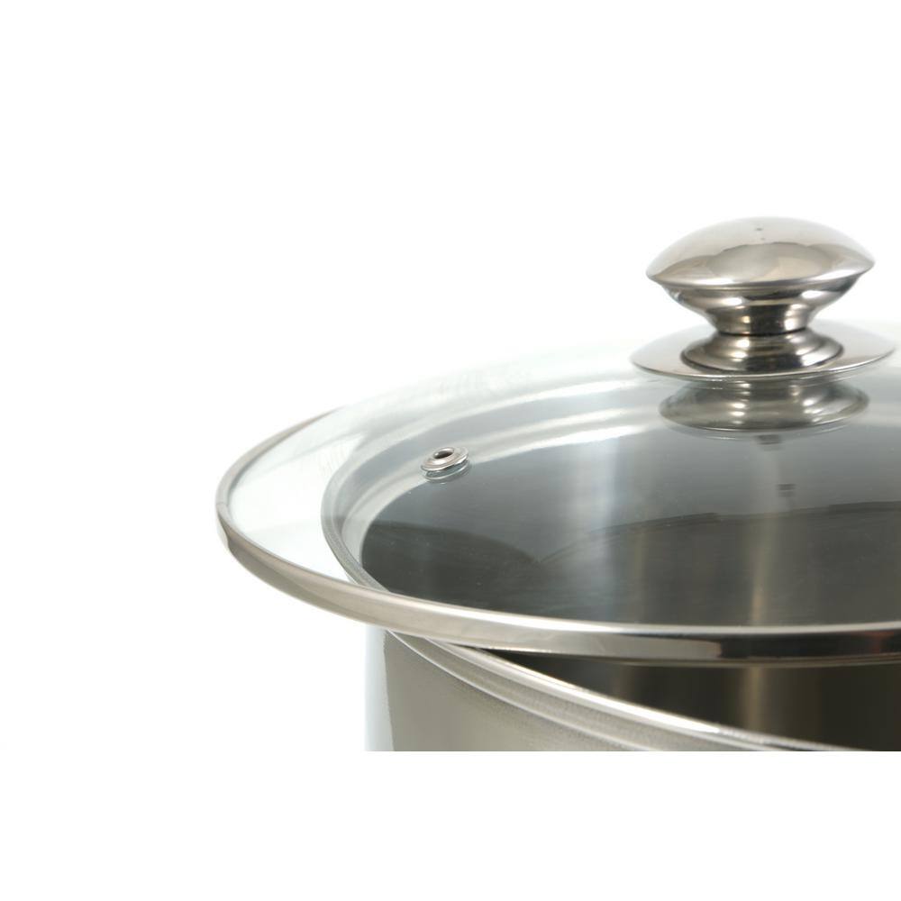 Gleaming Stainless Steel Stock Pot with Glass Lid, 12 Quarts