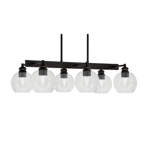 Unbranded Albany 6 Light Espresso Downlight Chandelier, Linear Chandelier for the Kitchen with Smoke Bubble Glass Shades