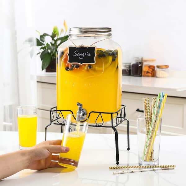 YIMWNYI 3L Drink Dispensers For Parties,Beverage Dispenser With Handle Lemonade Dispenser Sun Tea Jar Iced Tea Pitcher With Stainless Steel Spigot