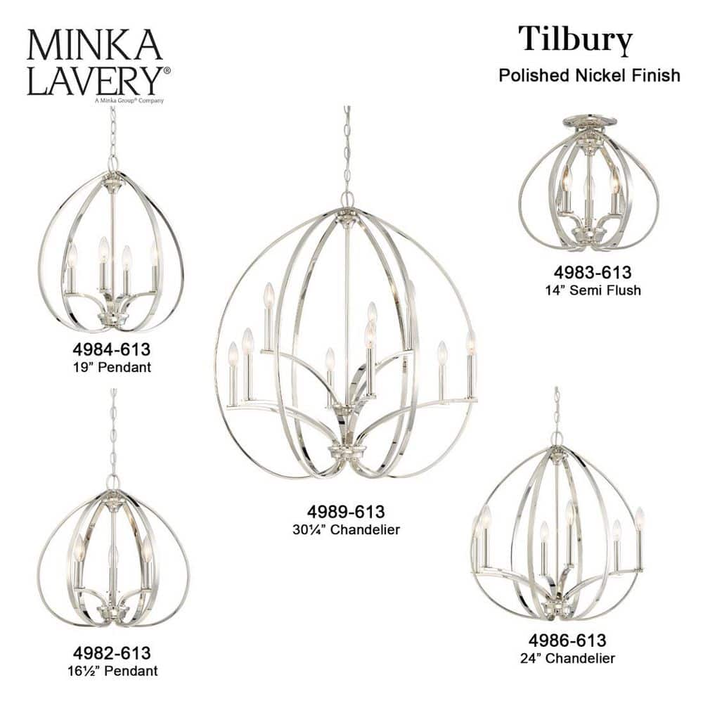 Polished Nickel 3-Light Semi Flush Mount Ceiling Fixture
