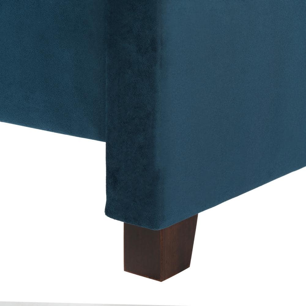 Navy Velvet Full Bed Frame with Nailhead Trim