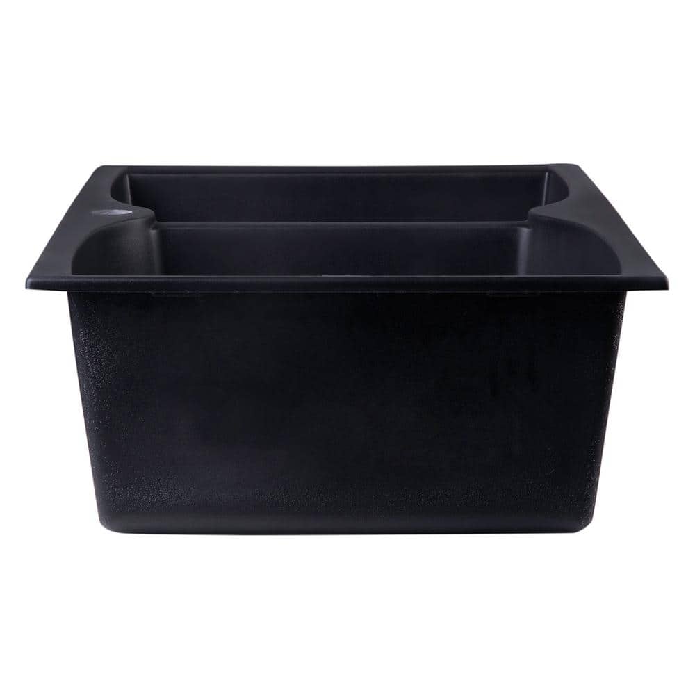 Black Granite Double Bowl Drop-In Kitchen Sink