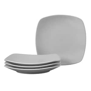 Colorscapes Grey-on-Grey Swirl 8.25 in. (Gray) Porcelain Square Salad Plates, (Set of 4)