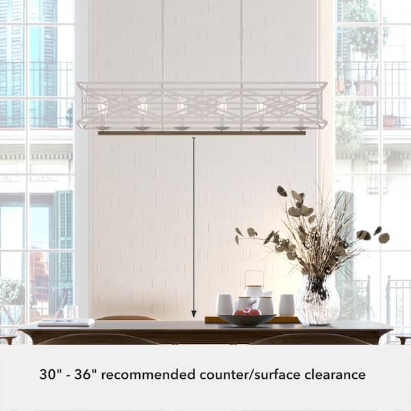 Hunter Langwood 6 Light Distressed White Basket Chandelier Kitchen Light