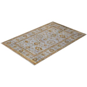 Blue 4 ft. 7 in. x 6 ft. 10 in. Fine Vibrance One-of-a-Kind Hand-Knotted Area Rug