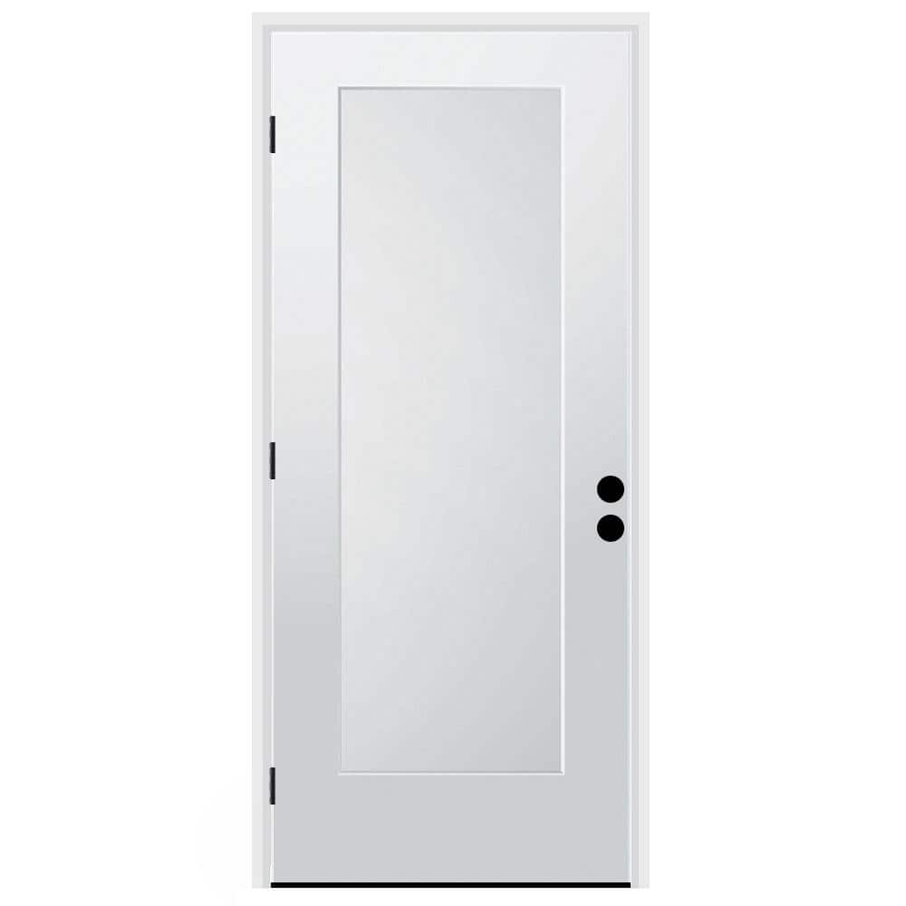 36 in. x 80 in. 1-Panel Left-Hand/Inswing Unfinished Primed White Fiberglas