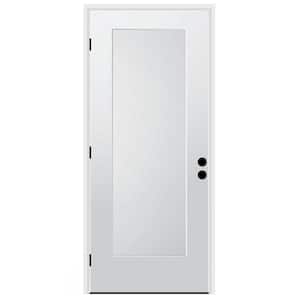 36 in. x 80 in. 1-Panel Left-Hand/Inswing Unfinished Primed White Fiberglass Prehung Front Door w/6-9/16 in. Jamb Size