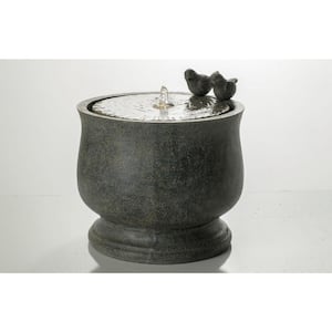 Gray Uccelli Resin Fountain with LED Light and Pump