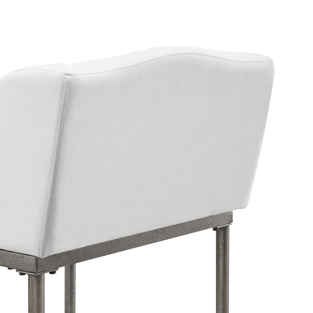 Silver Swivel Metal Counter Stool with White Performance Fabric
