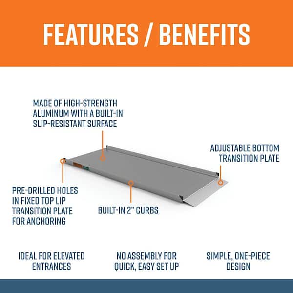 GATEWAY 3G 8 ft. Aluminum Solid Surface Wheelchair Ramp