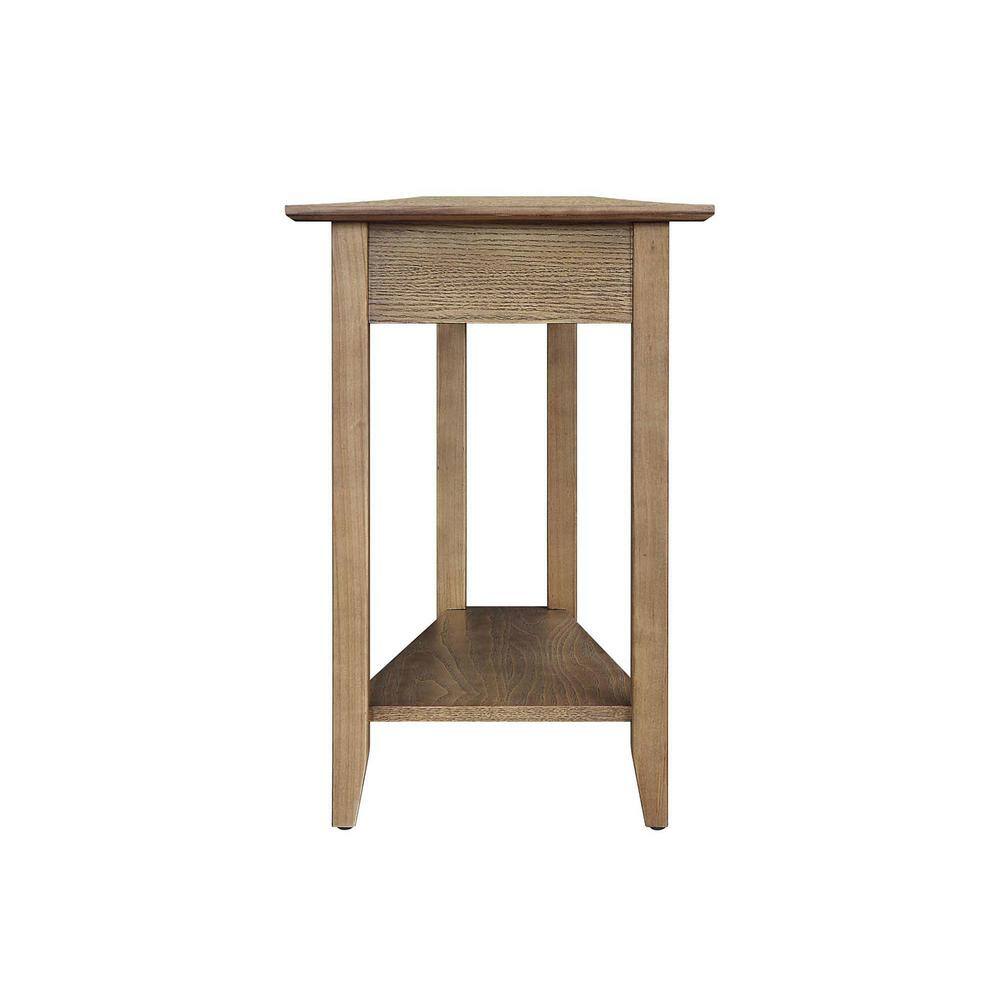 Driftwood Triangular Wood End Table with Shelf, 24" x 16" x 24"