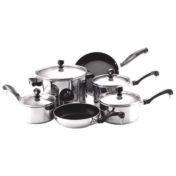 Farberware Classic Series 10-Piece Stainless Cookware Set with Lids