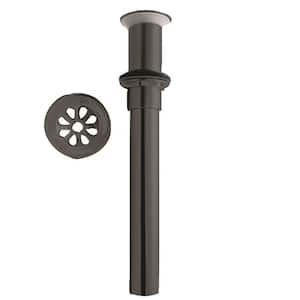 Rapid Draining Crowned Grid Bathroom Sink Drain Assembly without Overflow Holes - Exposed, Matte Black