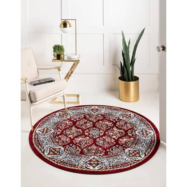 Narenj Sheffield Burgundy 10' 0 x 10' 0 Round Rug