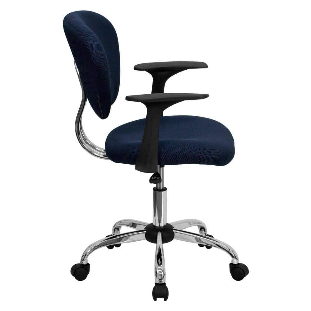 Mid-Back Navy Mesh Swivel Task Chair with Chrome Base