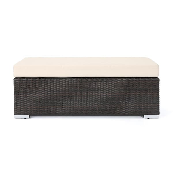 Unbranded All-Weather Series Wicker Metal Outdoor Ottoman with CushionGuard Cushion