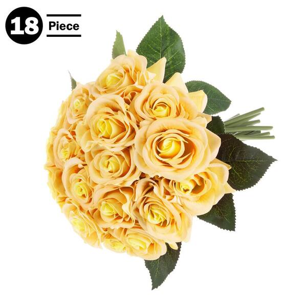 Pure Garden 11 .5 in. Yellow Artificial Rose Flowers with