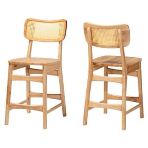 Tadeo 24 in. Oak Brown Wood Counter Stool (Set of 2)