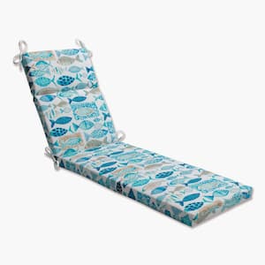 Tropical 21 x 28.5 Outdoor Chaise Lounge Cushion in Blue/Tan Hooked
