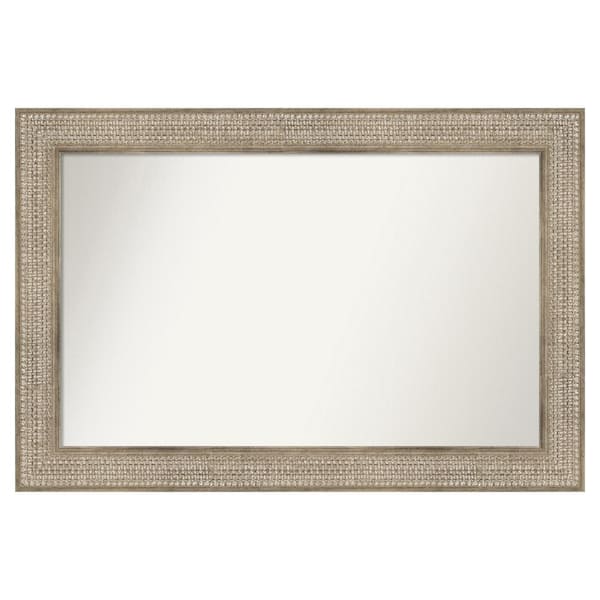 Amanti Art Trellis Silver 40 in. x 27 in. Custom Non-Beveled Wood Framed Bathroom Vanity Wall Mirror